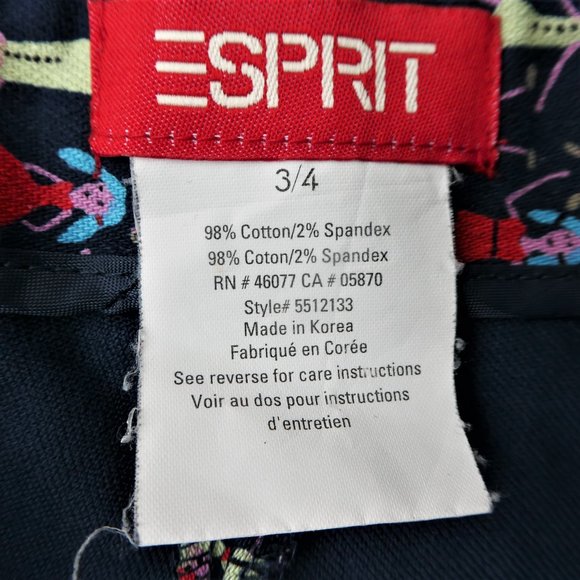 Vintage Esprit Cotton Spandex Shorts Novelty Stick Women Side Zip 3 4 - Picture 7 of 7